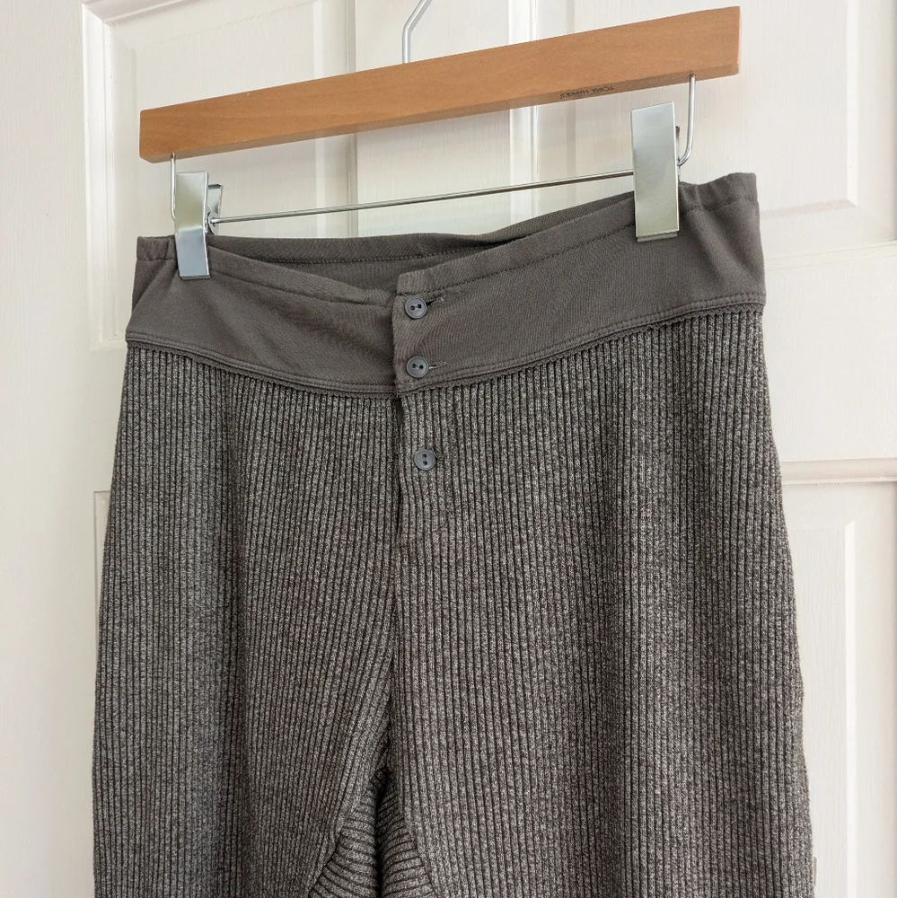 Free People Charcoal Ribbed Jogger Wide Leg Long John Lounge Pants Size XS - Picture 2 of 4